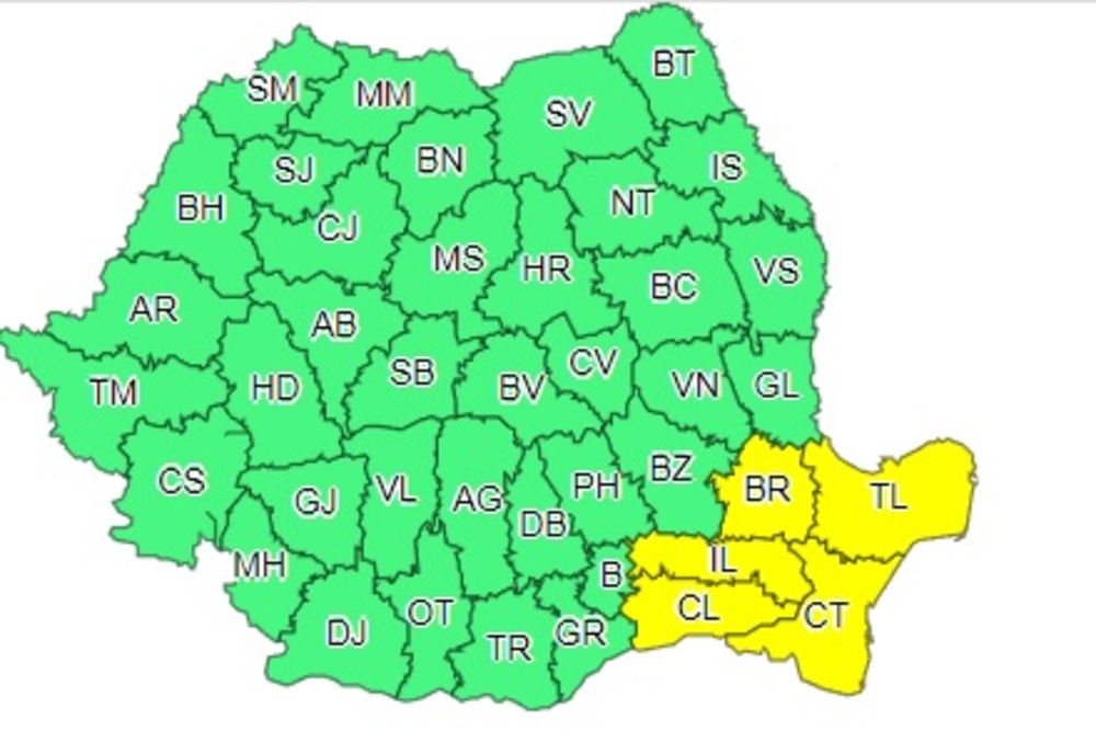 Cod galben de ploi însemnate până duminică dimineață