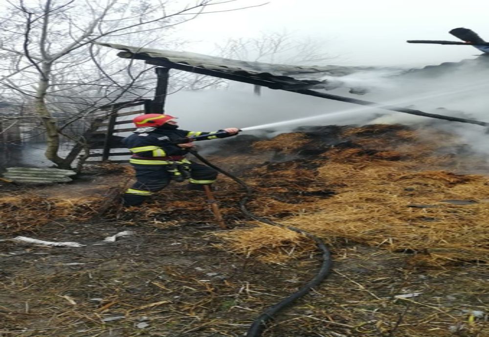FOTO Zeci de tone de furaje mistuite de flăcări. Proprietara a suferit un atac de panică