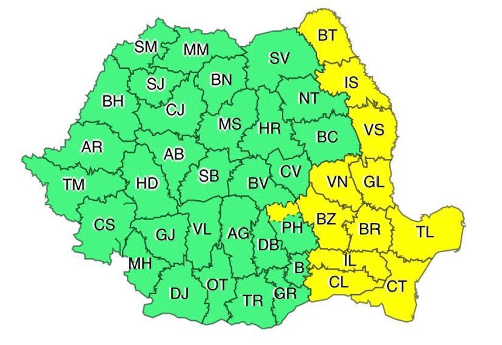 Alertă meteo: COD GALBEN. România, lovită de furtuni și vijelii