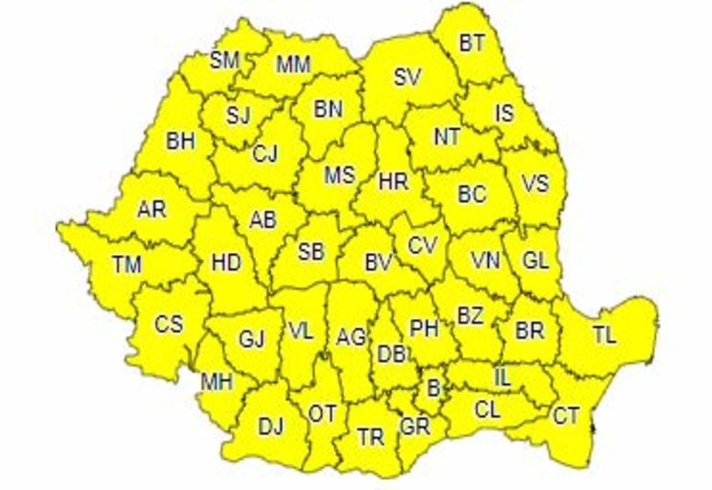 Atenționare meteo de vânt puternic și ploi, în toată țara!
