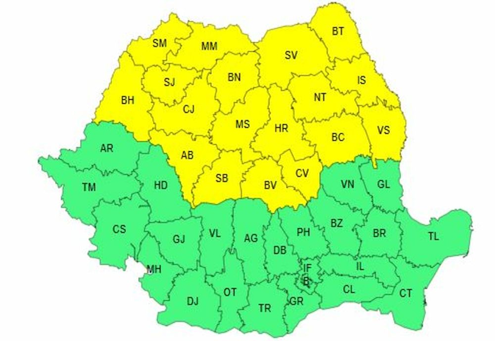 COD GALBEN DE GER,  PÂNĂ PE 18 FEBRUARIE. MINIME DE -16 GRADE CELSIUS