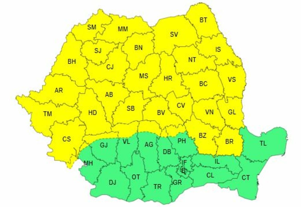 COD GALBEN DE VÂNT ÎN JUMĂTATE DE ȚARĂ
