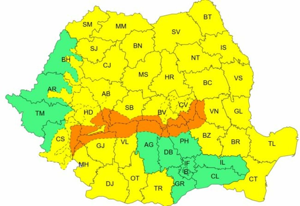 Cod portocaliu de viscol în zona înaltă a Carpaţilor Meridionali şi de Curbură