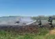 Incendiu de vegetație provocat de la o scânteie produsă de o locomotivă