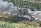 VIDEO Mașină în flăcări pe Autostrada Soarelui