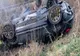 Cascadorie pe șosea. Mașină răsturnată în Grivița